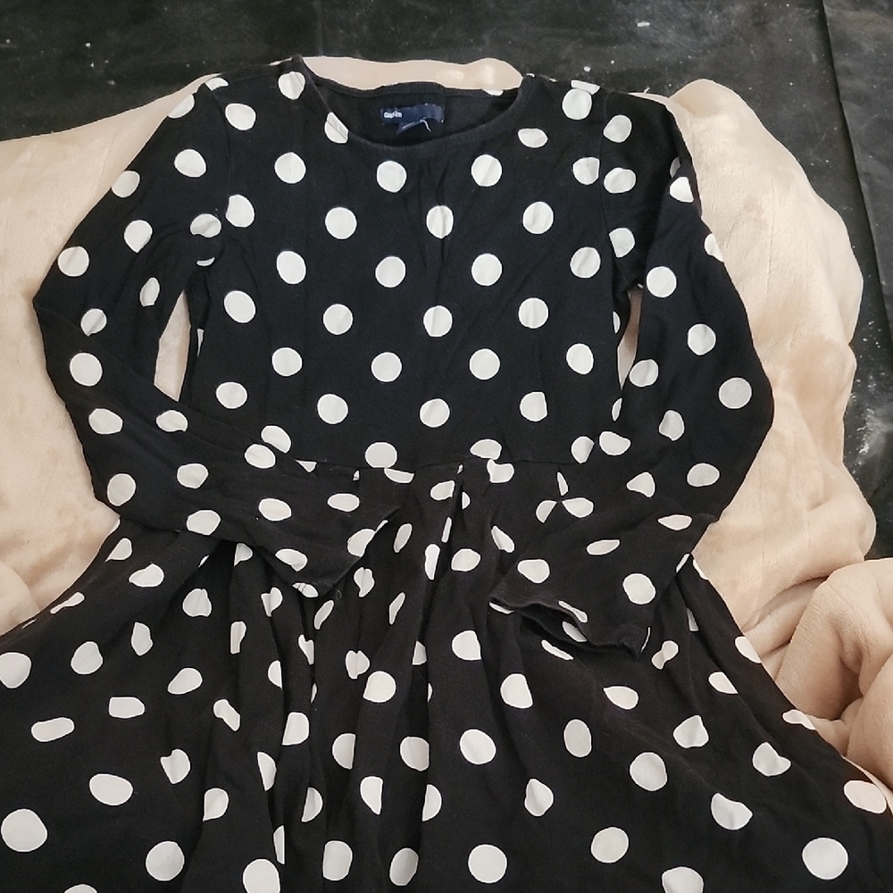 GAP Kids Black Dress with White Polka Dots